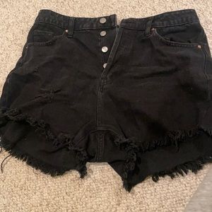 Black denim shorts